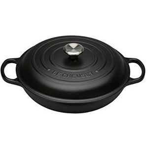 Le Creuset Signature kookpan van geëmailleerd gietijzer, rond, Ø 30 cm, 3,2 l, 5,555 kg, mat zwart, 21180300000430