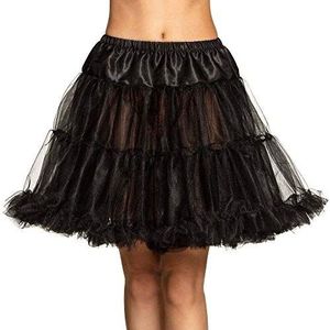 Boland 01767 Deluxe petticoat, zwart, 1 stuk, M/L, elastische tailleband van glanzend satijn, tule met ruches, petticoat, 'n-roll-rok, jaren '70, jaren 80, accessoire kostuum carnaval