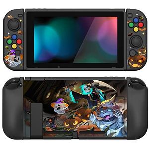 PlayVital ZealProtect beschermhoes voor Nintendo Switch, beschermende afdekking voor switch met displaybescherming van gehard glas & kap Joystick & Caps stuurknoppen ABXY-nacht Halloween snoep