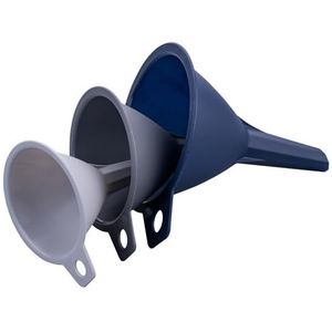 Tasty Set van 3 kunststof trechters: nauwkeurig vullen van flessen en containers - perfect voor keuken en dagelijks gebruik in grijs/blauw