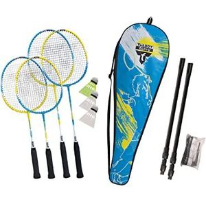 Talbot Torro Badminton Familyset, complete set, junior 53 cm, 2 standaard rackets, 3 volants, in hoogte verstelbaar net, in één tas, 449415
