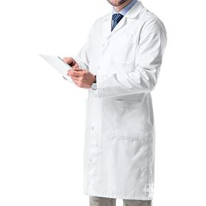 AIESI® Doktersblouse Laboratoire heren wit van 100% voorgekrompen katoen, Wit.