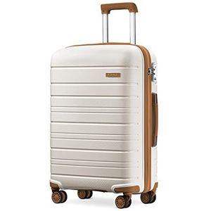 Kono Lichte reiskoffer met harde schaal, 55 x 40 x 20 cm, met TSA-slot en 4 zwenkwielen (crème), crème, wit, S (20 inch), harde koffer, crème, wit, Harde cabinekoffer