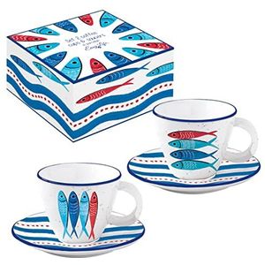 Easy Life Set van 2 koffiekopjes, 12 cl, porselein, 2 stuks