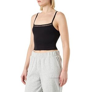 Sloggi Go Ribbed Crop Top Dames Pijama Top, Zwart, M, zwart.