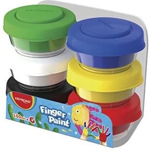 Vingerverf voor kinderen, 6 x 100 ml, voor alle soorten papier, vanaf 3 jaar, niet-giftige en wasbare babyverf, keyroad