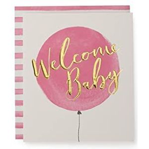 Kindred - Welkomstbal - kaart voor babymeisjes, wit en roze, 137 mm x 159 mm