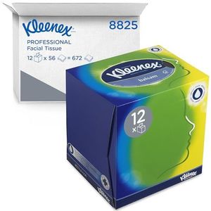 Kleenex 8825 cosmeticatoeken in blokjesbox, 3-laags, 12 dozen x 56 doeken, wit