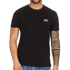 Alpha Industries Basic T-shirt met klein logo voor heren, zwart, L, zwart.