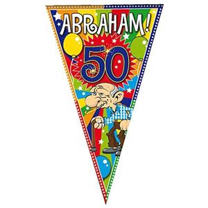 Folat 22430 vlaggenketting 50e verjaardag Abraham Super Party XL 90 x 150 cm meerkleurig