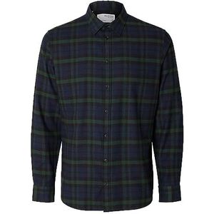 SELECTED HOMME Slhslimowen Flannel Shirt Ls Noos Herenhemd, Marineblauw/ruit: vierkant