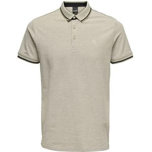 ONLY & SONS Onsfletcher Slim Ss Polo Noos Poloshirt voor heren, Chinchilla/patroon: Chinchilla W. B.white melange