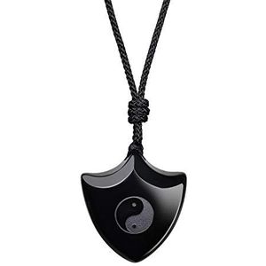 COAI Verstelbare halsketting met hanger, obsidiaan, uniseks, Steen, Obsidiaan