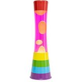 FISURA - Rainbow lava lamp. Multicoloured rainbow base, pink liquid and orange lava. Relaxing effect lamp. Spare bulb.11 x 11x 39,5