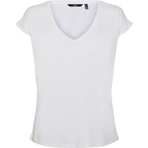 Vero Moda Vmfilli Ss T-shirt voor dames met V-hals, Stralend wit.
