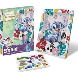 Collectie Pailletten – Disney Stitch set – maakt een glinsterend schilderij van Stitch pailletten – inclusief opbergvak – scheidt en organiseert de pailletten gemakkelijk – vanaf 7 jaar