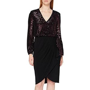 Gina Bacconi Dames cocktailjurk pailletten jersey jurk, Bordeaux