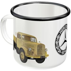 Nostalgic-Art Daimler Truck Retro emaille mok 360 ml - modellen - cadeau-idee voor fans van auto-accessoires, campingbeker, vintage design