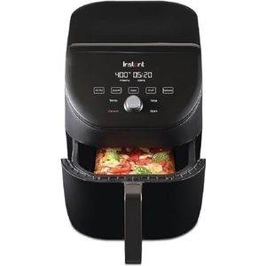 Instant Pot Vortex Slim, Elektrische friteuse zonder olie, 5-in-1, multikoker met functies luchtfriteuse, gebak, grillen, braden en theekwarmers, timer, vermogen 1700 W, 5,7 l, zwart