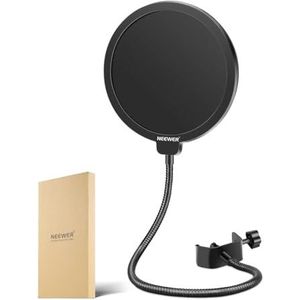 Neewer Popfilter Professioneel Microfoonschild Compatibel met Yeti-blauw en elke andere microfoon, dubbellaags windscherm met flexibele arm, 360 graden zwanenhalsclip