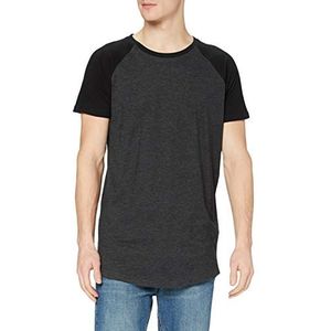 Urban Classics Raglan-T-shirt voor heren, nauwsluitend, lang, Cha/zwart