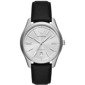 Emporio Armani Automatisch analoog herenhorloge met leren band AR60077, zwart, zwart.