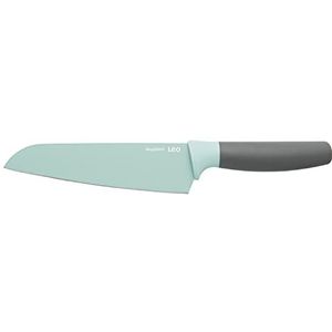 BergHOFF Leo Santoku mes met keramische coating, anti-aanbaklaag, soft-touch handgreep, 17 cm, roestvrij staal, groen, 6,5 x 31,5 x 2 cm