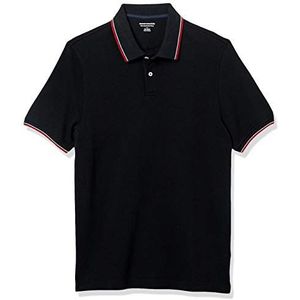 Amazon Essentials Poloshirt voor heren, katoenen piqué, slim fit, zwart/wit/rood, maat S