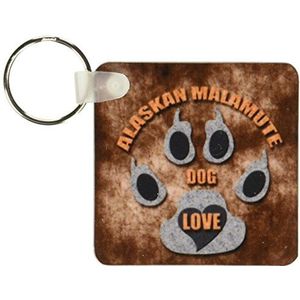 3dRose Alaskan Malamute sleutelhanger hond, 5,7 cm, grijs/bruin, 2 stuks, Variabele.