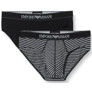 Emporio Armani Emporio Armani Set van 2 kleurrijke gestreepte herenslips (set van 2), Antraciet/Zwart