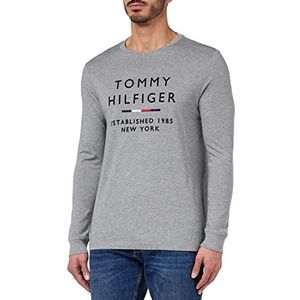 Tommy Hilfiger Stacked New York Flock LS T-shirts voor heren, middengrijs, XS, grijs gemêleerd medium