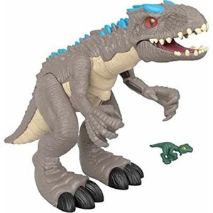 Fisher-Price Imaginext Jurassic World Dinosaurusfiguur Indominus Rex en een mini-figuur Velociraptor, speelgoed voor kinderen van 3 tot 8 jaar, GMR16