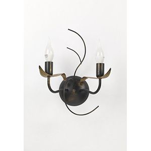 Onli Bugia wandlamp, 2 lampen, E14, bruin/goud, 28 x 17 x 35 cm