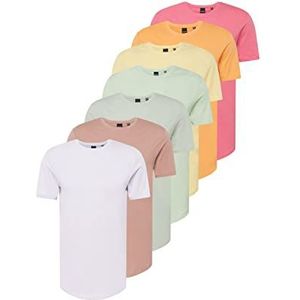 ONLY & SONS Set van 7 T-shirts voor heren, Surf spray / verpakking: 1 surfspray, 1 pastelgroen, 1 prplheather1palebana1papaya1woodrose1azaleapink
