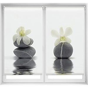 Blindecor Duo Relax 2 stuks rolgordijnen ondoorzichtig zonder boren Easy Fix digitale print | model orchidee | 85 x 150 cm (breedte hoogte) Stofmaat 82 x 145 cm