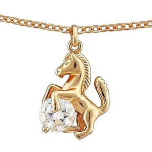 Hanessa Paardenketting in roze/goud/zilver met strass voor meisjes, Strass zink, Strass