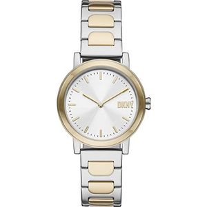 DKNY Soho D Tweekleurig roestvrijstalen horloge met drie wijzers, zilver, goud, armband, Zilvergoud., Armband