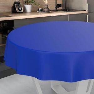 ANRO Afwasbaar tafelzeil, tuintafelkleed, voor buiten/binnen, rond, met afgesneden rand, blauw, 120 cm
