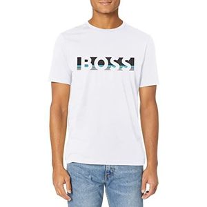 BOSS Hugo T-shirt en jersey de coton avec grand logo pour homme, Savon blanc, XL