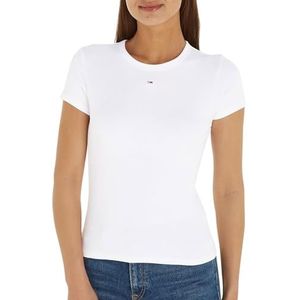 Tommy Hilfiger Tjw Slim Essential Rib Ss gebreide tops S/S dames, Wit