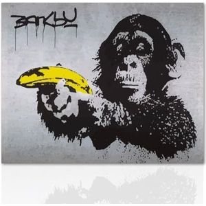 Declea Moderne afbeelding Monkey met Banana Banksy klaar om op te hangen Sacrifice Banksy canvas hedendaagse kunst handgemaakte houten lijst