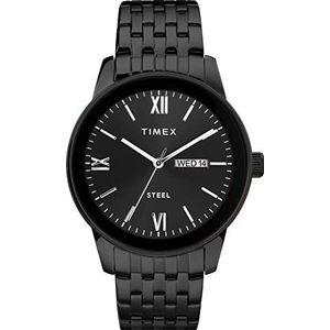 Timex Klassiek herenhorloge van roestvrij staal 41 mm, zwart., Gekleed horloge