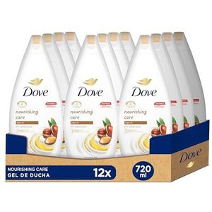 Dove Douchegel met arganolie voor de droge huid, sulfaatvrij SLES en met plantaardige vochtinbrengende crèmes en ingrediënten van natuurlijke oorsprong, 720 ml, 12 stuks