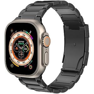 MoKo Horlogebandje compatibel met Apple Watch Ultra 49 mm SE 2/SE, Series 8 7 6 5 4 3 2 1 45/44/42 mm, reservearmband van titanium met vouwsluiting