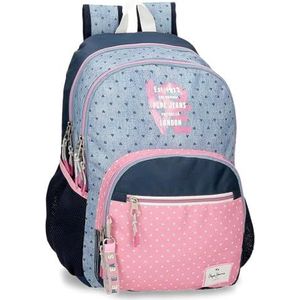 Pepe Jeans Noni Denim Sac à dos double compartiment multicolore 32 x 44 x 22 cm Polyester 25,81 L by Joumma Bags, multicolore, Sac à dos double compartiment