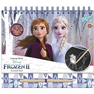 Totum Frozen II 681439 Kras- en kleurboek met sjablonen en glitterstickers met Anna & Elsa voor thuis en onderweg