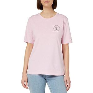 Tommy Hilfiger Reg Nyc Roundall C-nk Ss S/S gebreide tops dames, Classic Pink Heather