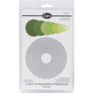 Sizzix 18657552 Big Shot cirkels kant framelits set van 8 snijsjablonen voor machine, kunststof, meerkleurig, 16 x 1 x 25 cm