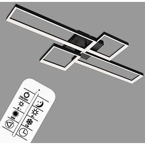 BRILONER Leuchten 3014-015 dimbare led-plafondlamp met afstandsbediening, kleurtemperatuurregeling, nachtlichtfunctie en timer, 40 W, 4400 lm, 1100 x 420 x 120 mm, zwart