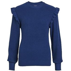 Object Pull en tricot Objmalena L/S Ruffle Noos pour femme, Estate Blue/Detail:Melange, XS